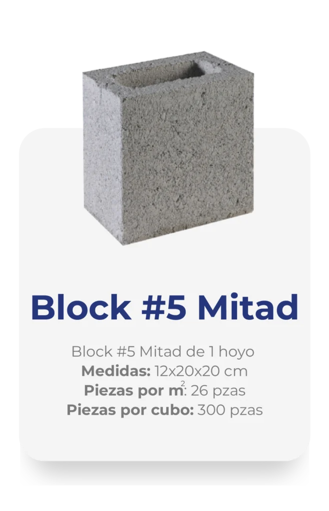 Block de concreto #5 Mitad