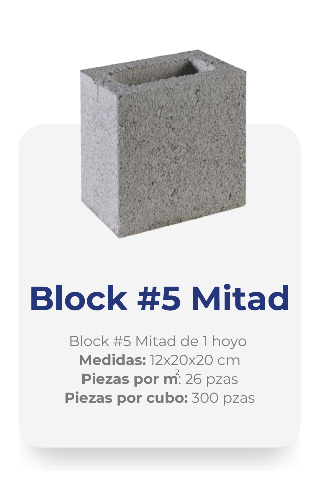 Block de concreto #5 Mitad